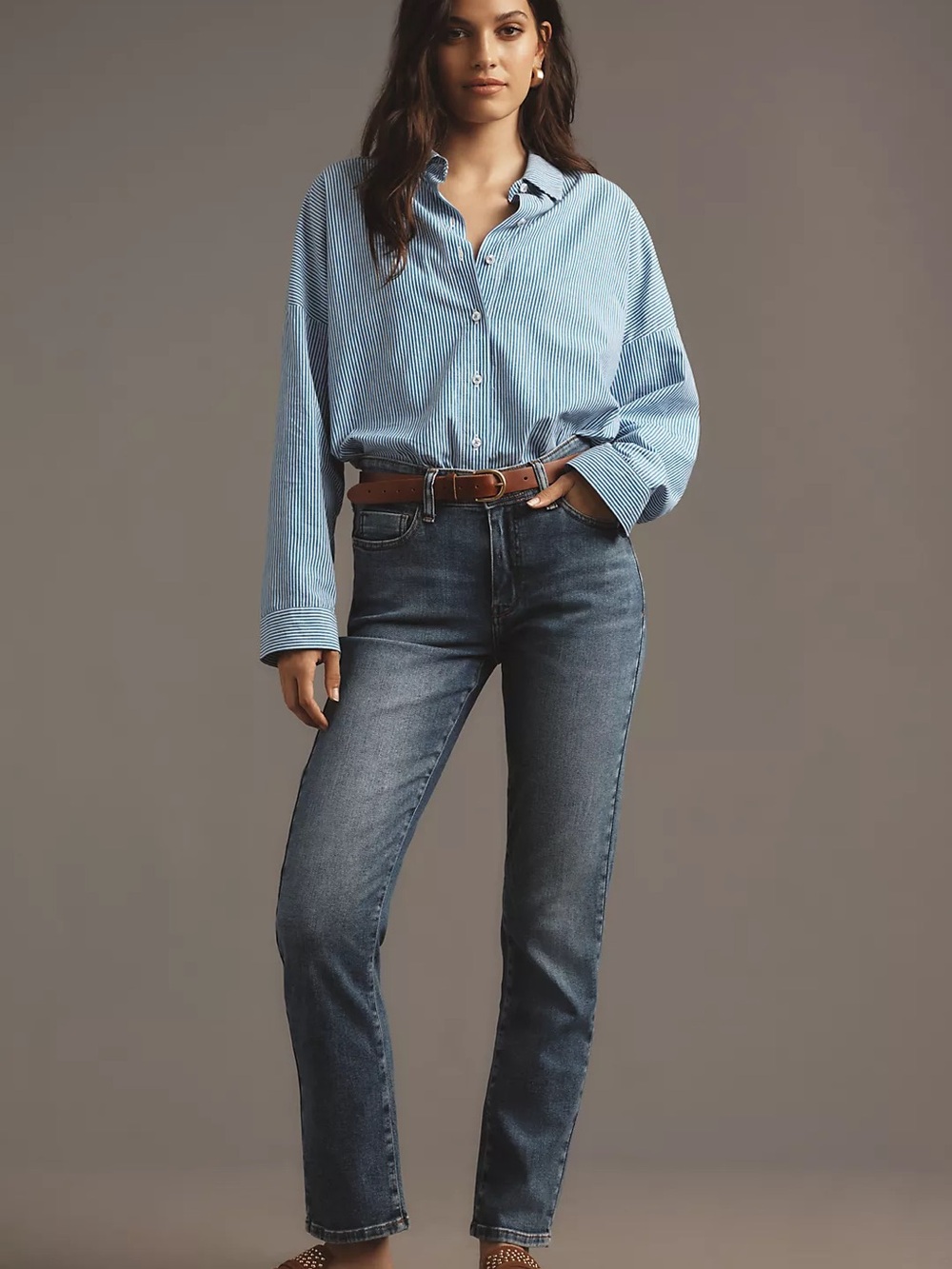 Pilcro by Anthropologie Slim Boyfriend Jeans in Blue Denim